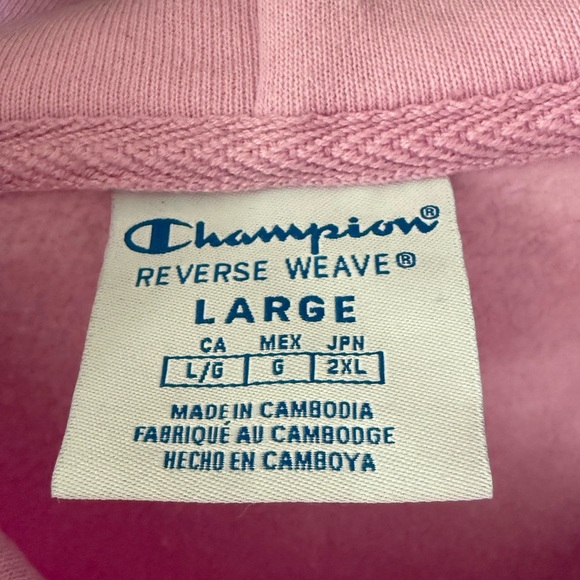 Champion|Light Pink cropped hoodie sweater,small logo•••Size LARGE, athleisure - Picture 9 of 13